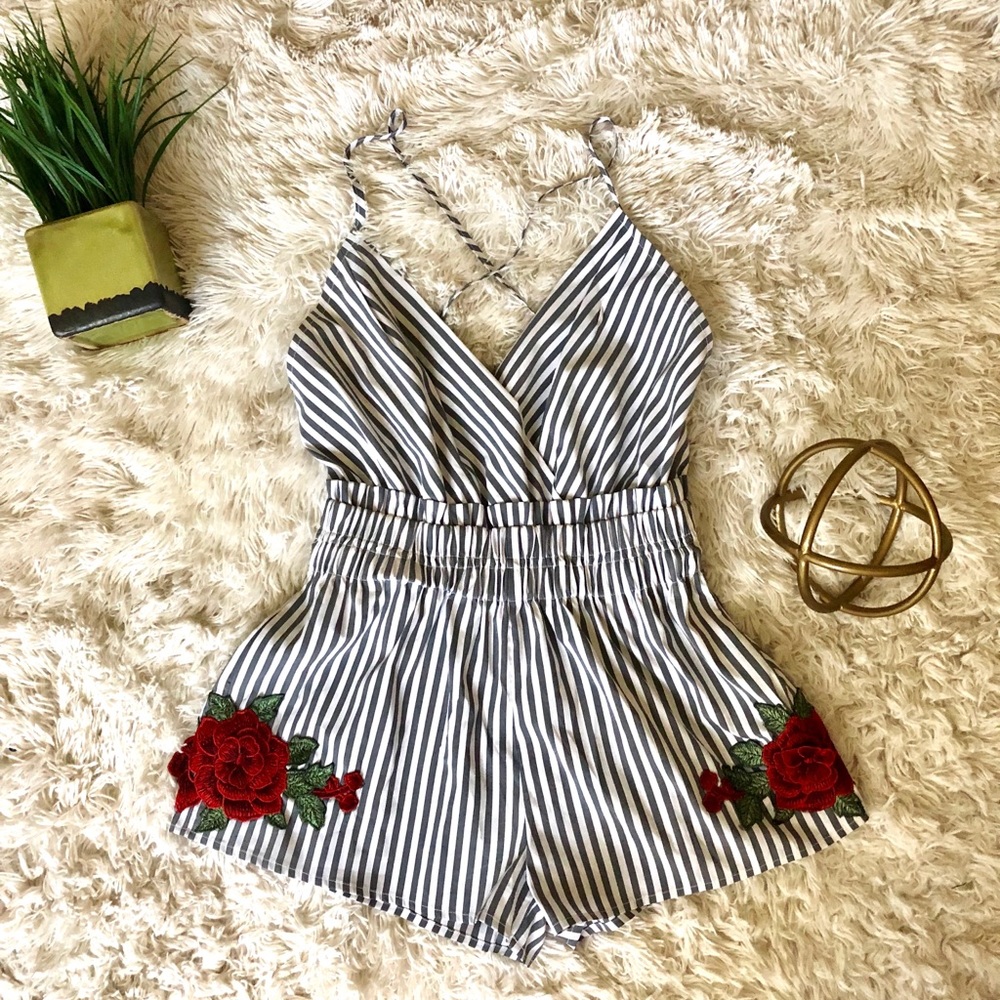 MAINSTRIP Floral Striped Romper